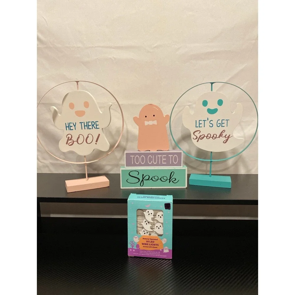 Halloween bundle of 4 - HEY THERE‎ BOO! LET'S GET SPOOKY - 10 LED WIRE LIGHTS